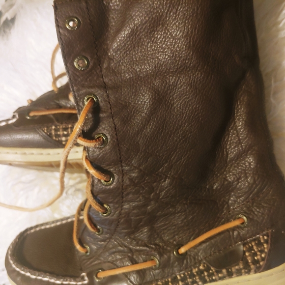 Sperry brown leather lace up tall boot sz 8 - Picture 10 of 16